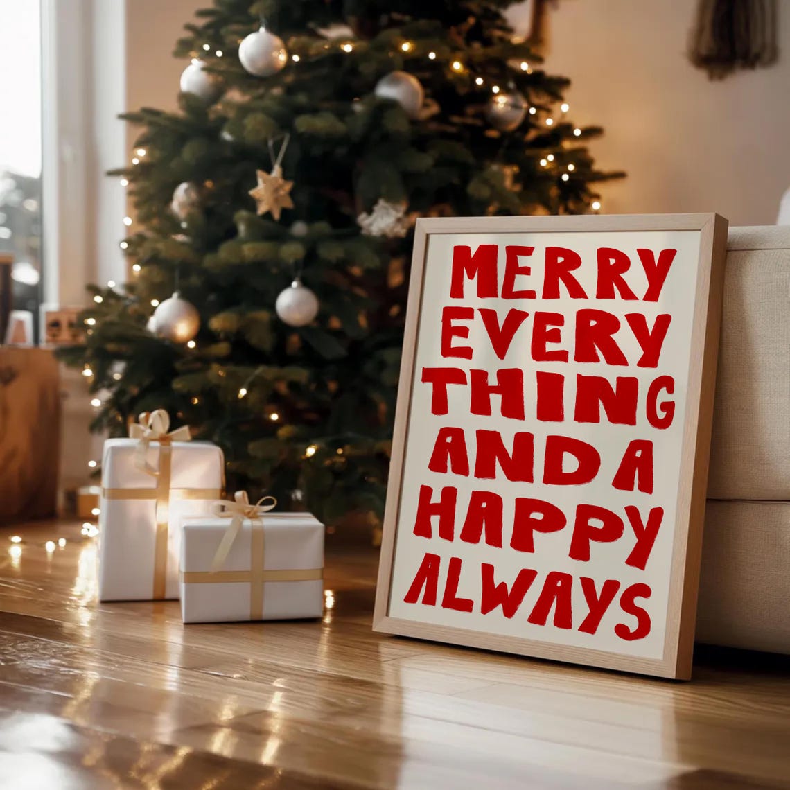 Merry Everything And A Happy Always Red Brush Holiday Poster - Image 2