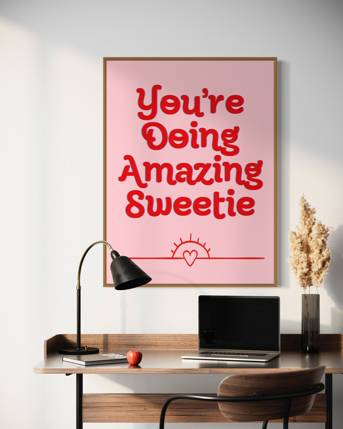 You Are Doing Amazing Sweetie Positive Quote Pink Trendy Poster