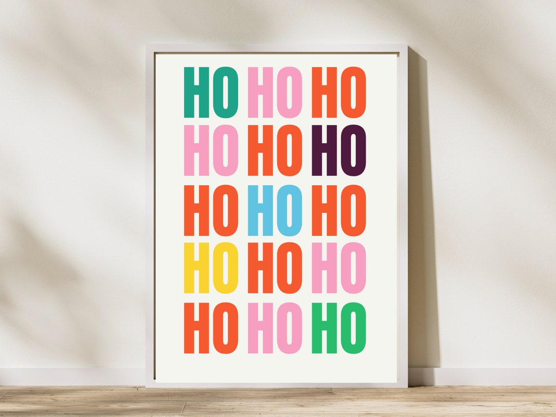 Ho Ho Ho Colorful Grid Typography Christmas Holiday Quote Poster - Image 4