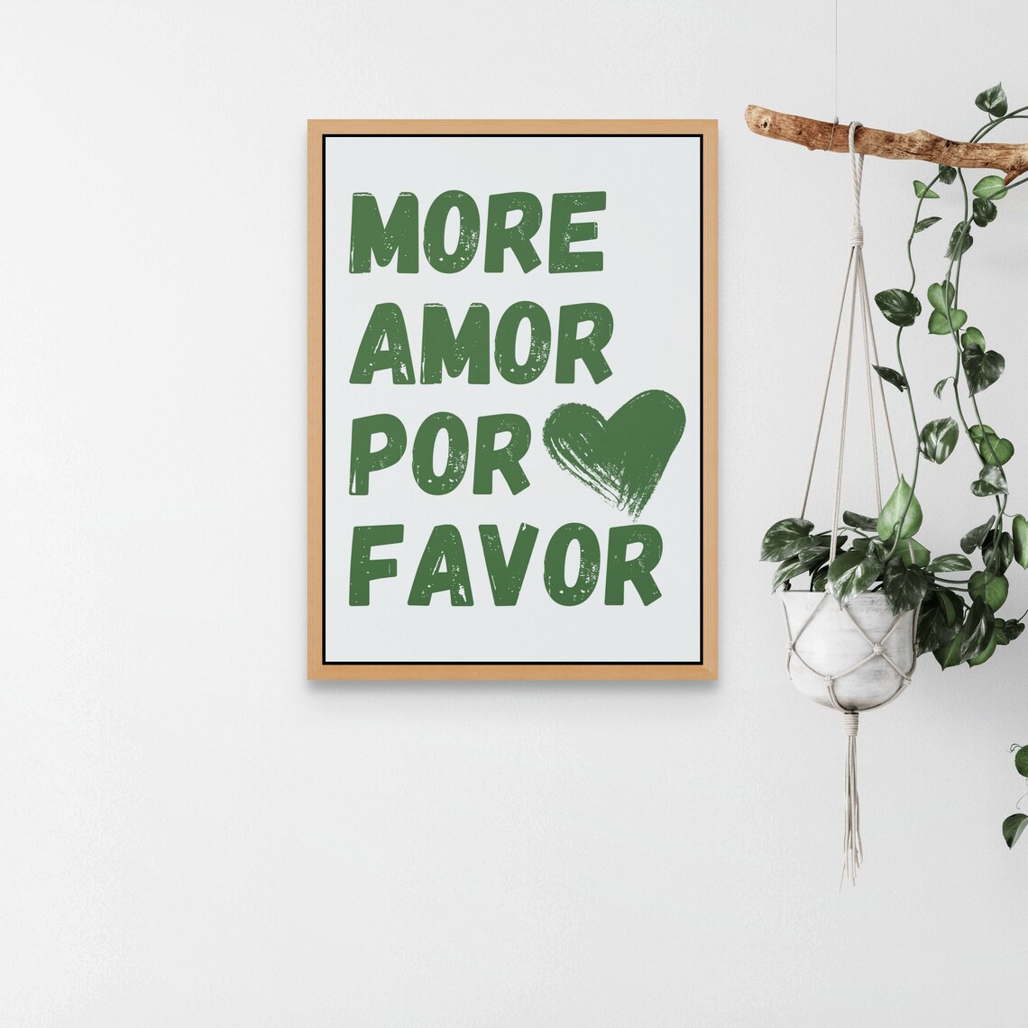 More Amor Por Favor Green Spanish Love Quote Heart Art Poster - Image 2