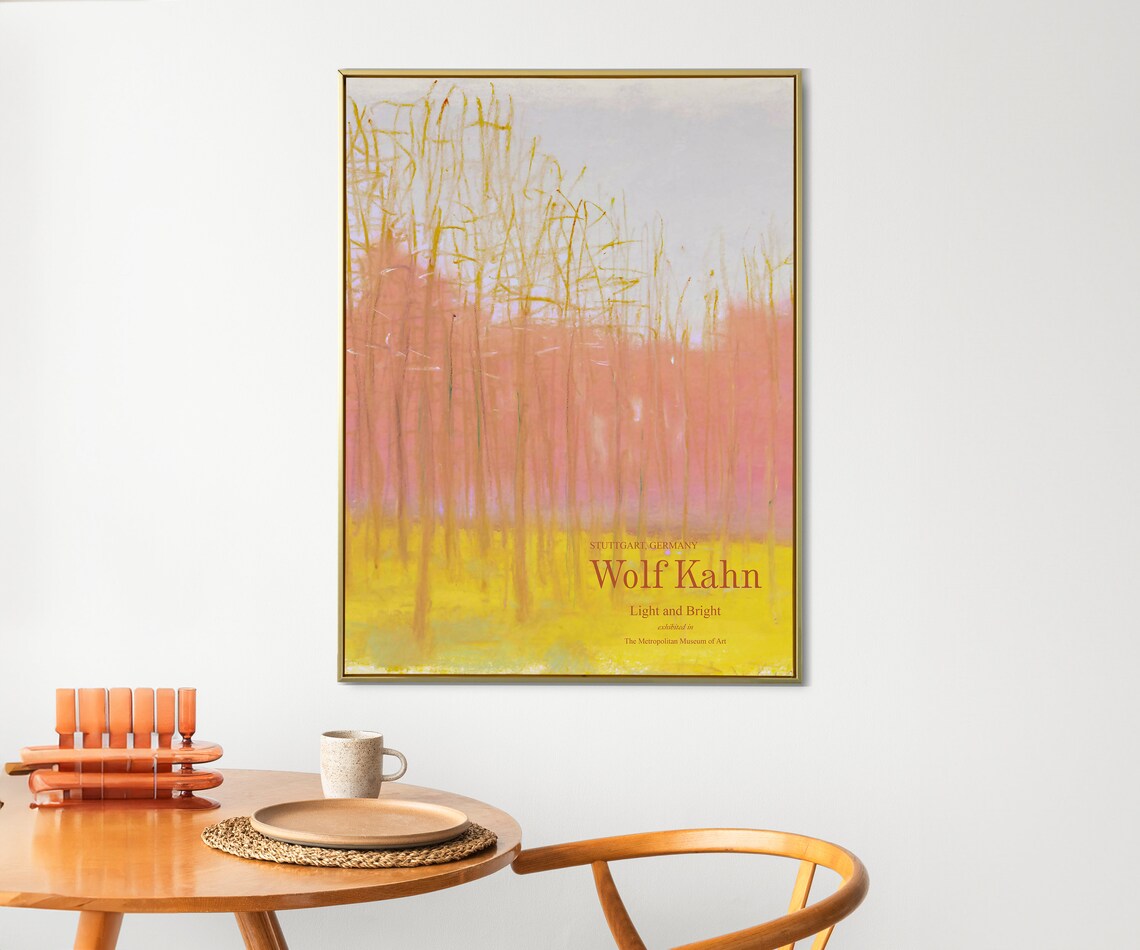 Wolf Kahn Light and Bright Pink Yellow Forest Landscape Exhibition Poster - Image 2
