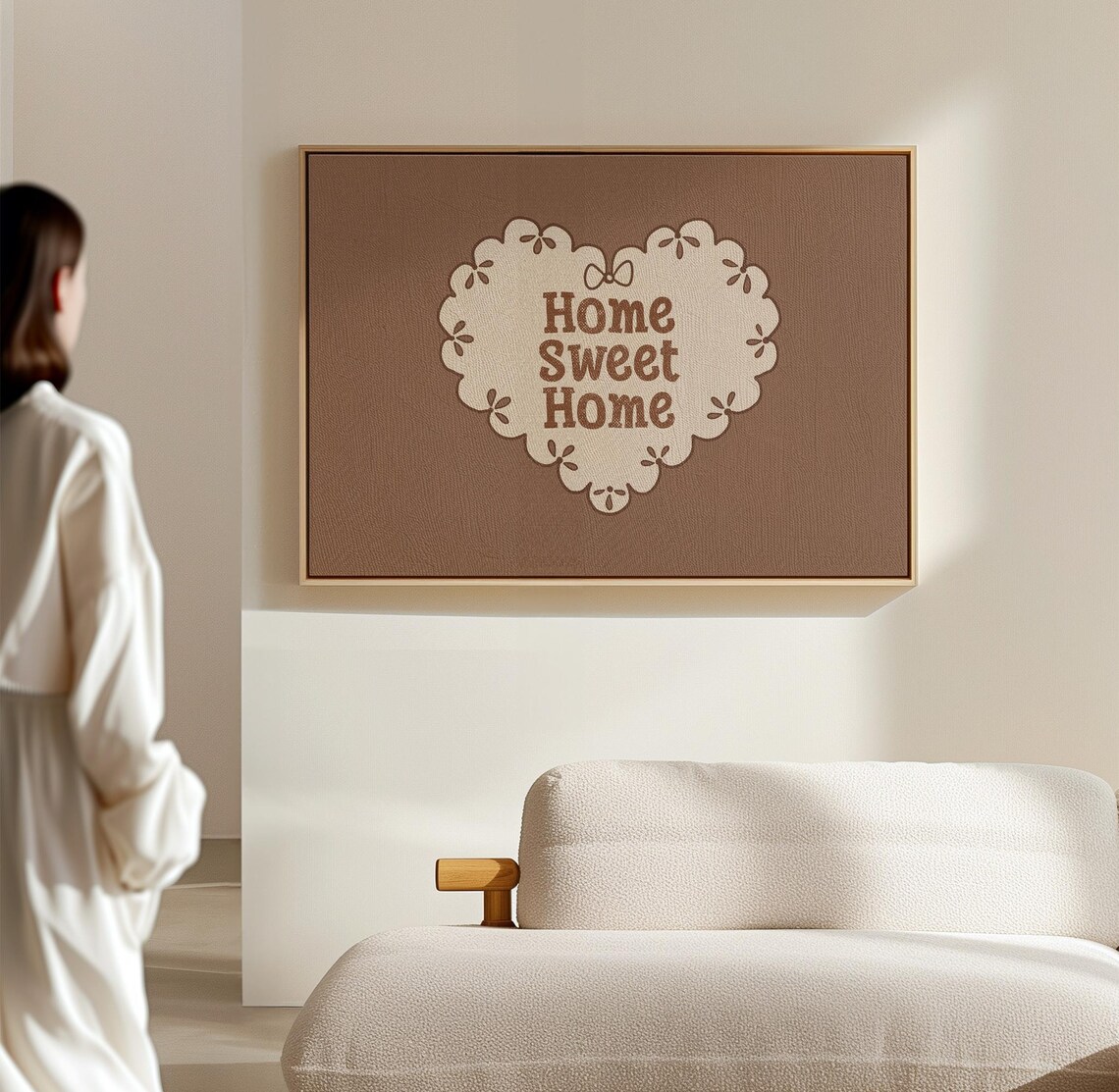 Home Sweet Home Brown Scalloped Heart Doily Farmhouse Wall Art - Image 2