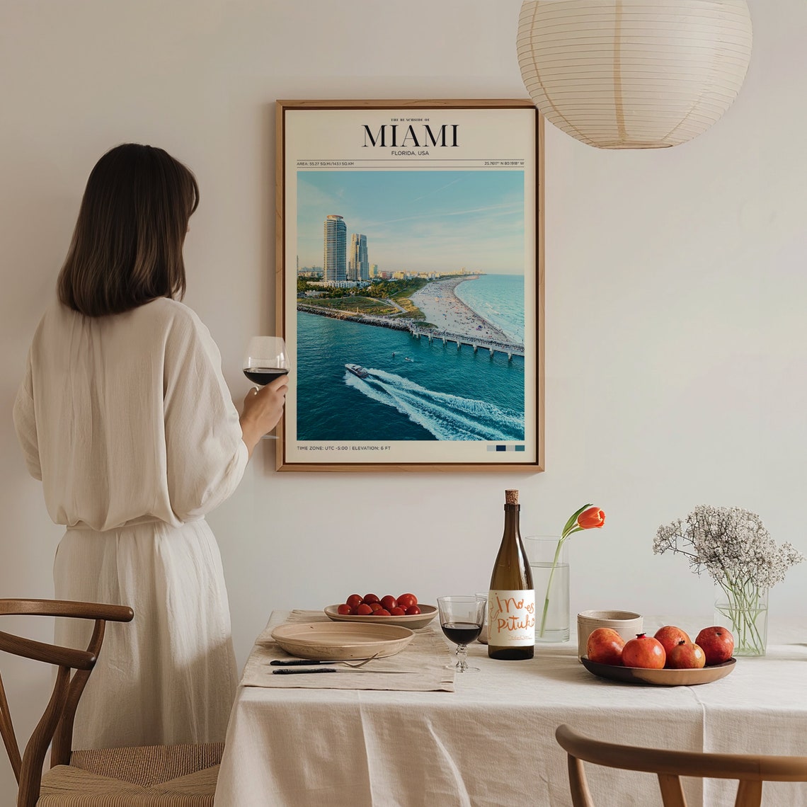 Miami Florida Beachside Aerial Ocean Boats Turquoise Travel Poster - Image 3