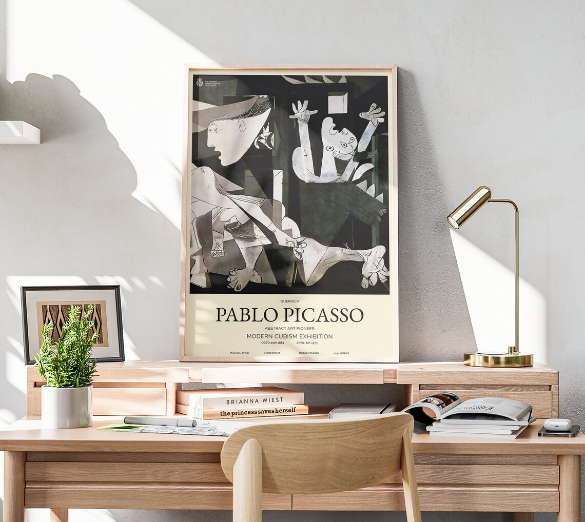 Pablo Picasso Guernica 1937 Black White Cubist Exhibition Art Poster - Image 3