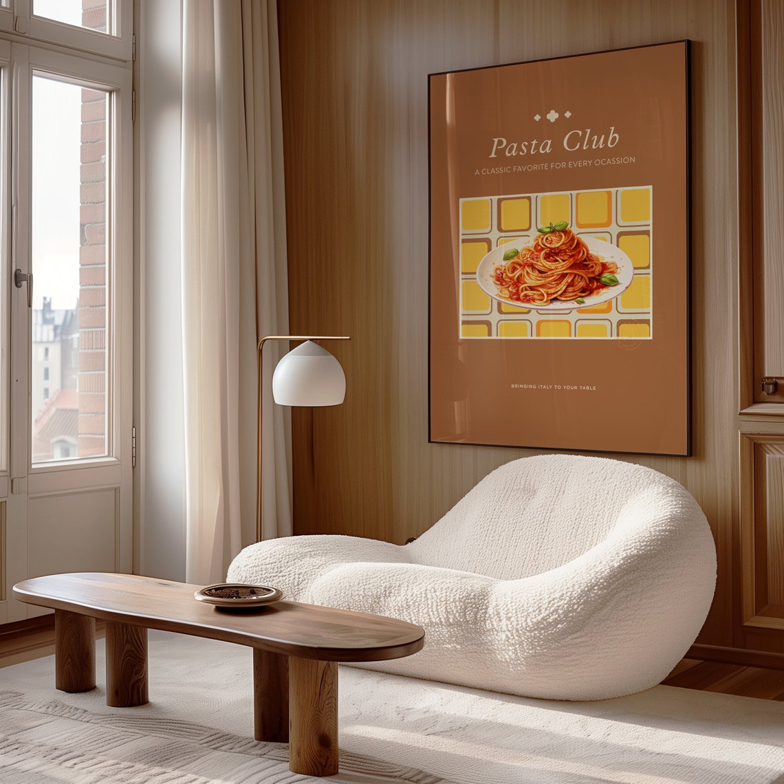 Retro Pasta Club Spaghetti Tomato Sauce Brown Kitchen Wall Art Poster - Image 4