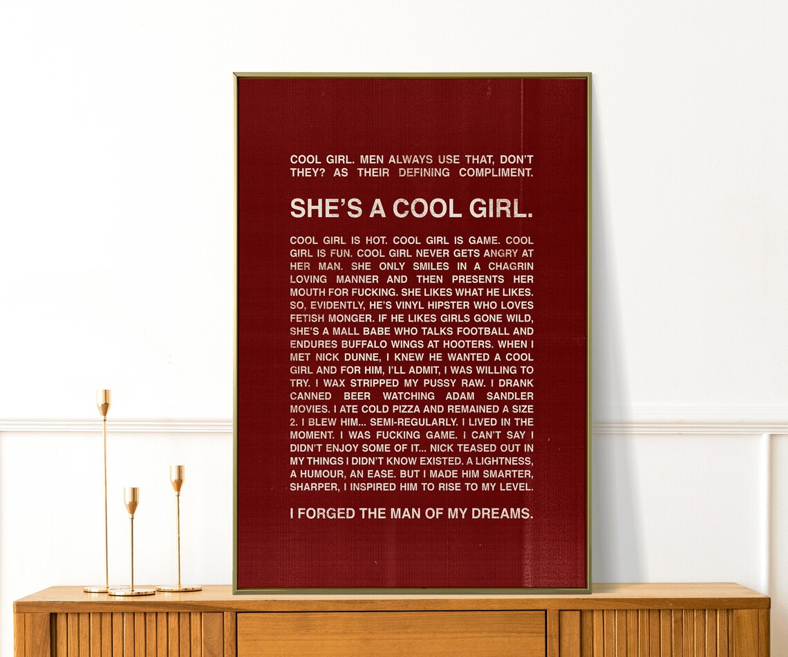 Gone Girl Movie Cool Girl Monologue Burgundy Typography Poster