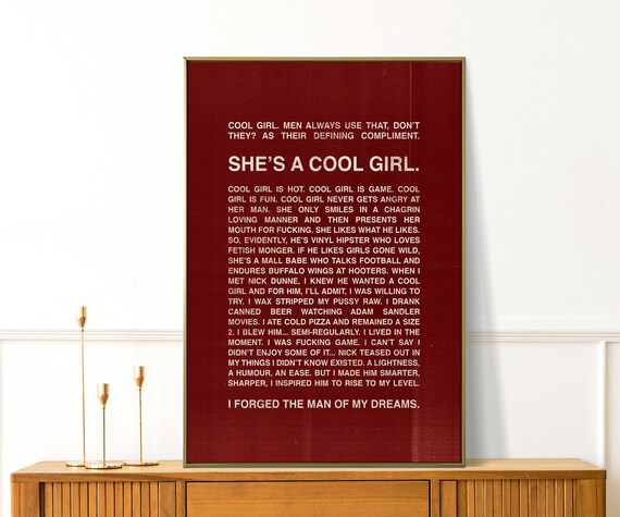 Gone Girl Movie Cool Girl Monologue Burgundy Typography Poster