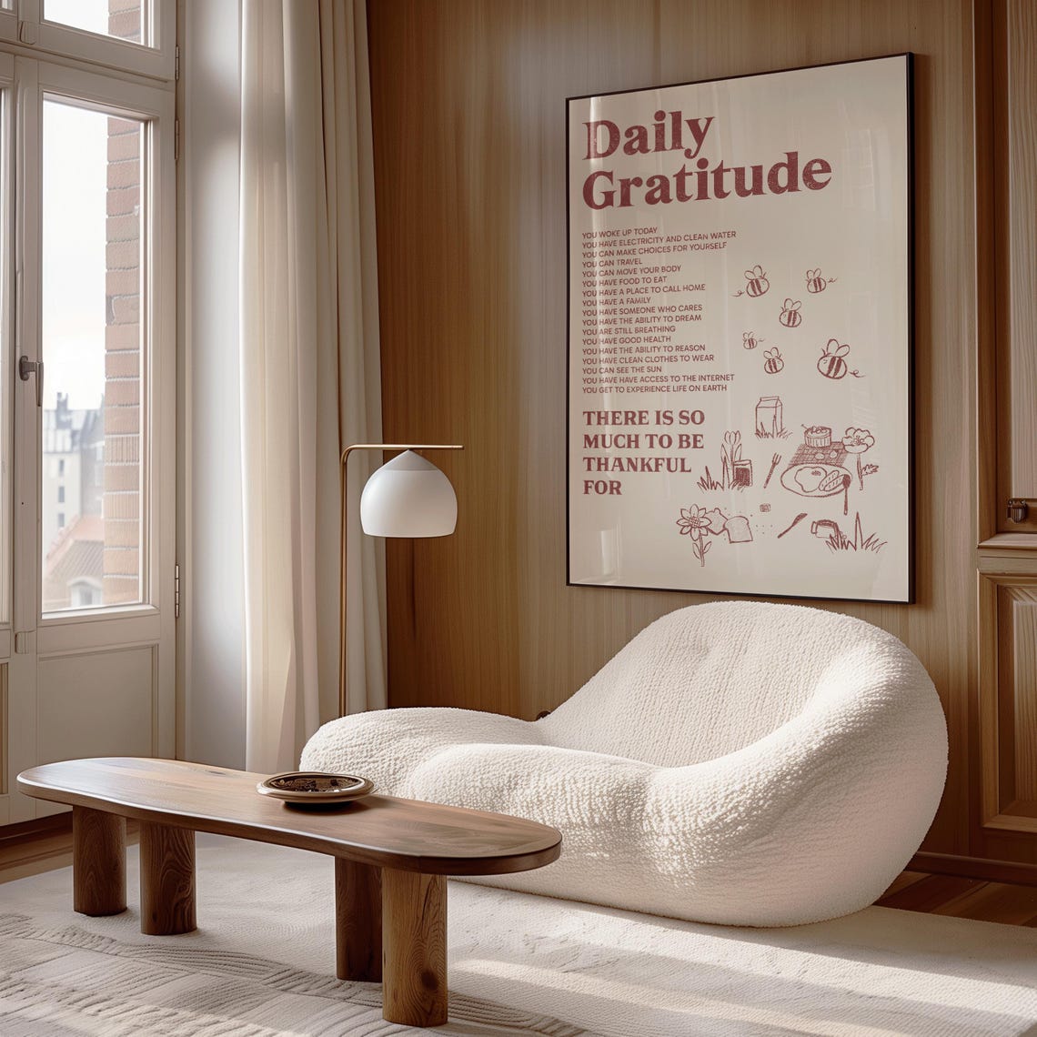 Daily Gratitude Red Affirmations Illustrated Mindfulness Quote Poster - Image 3