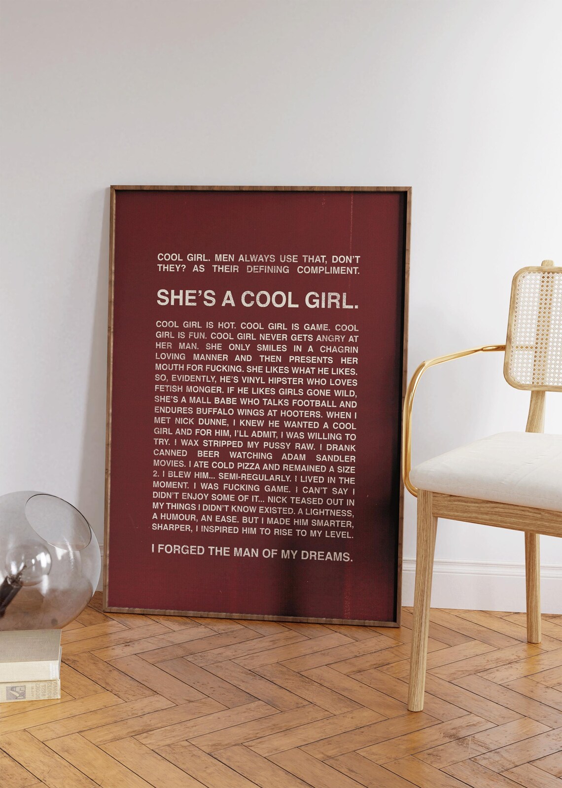 Gone Girl Movie Cool Girl Monologue Burgundy Typography Poster - Image 2