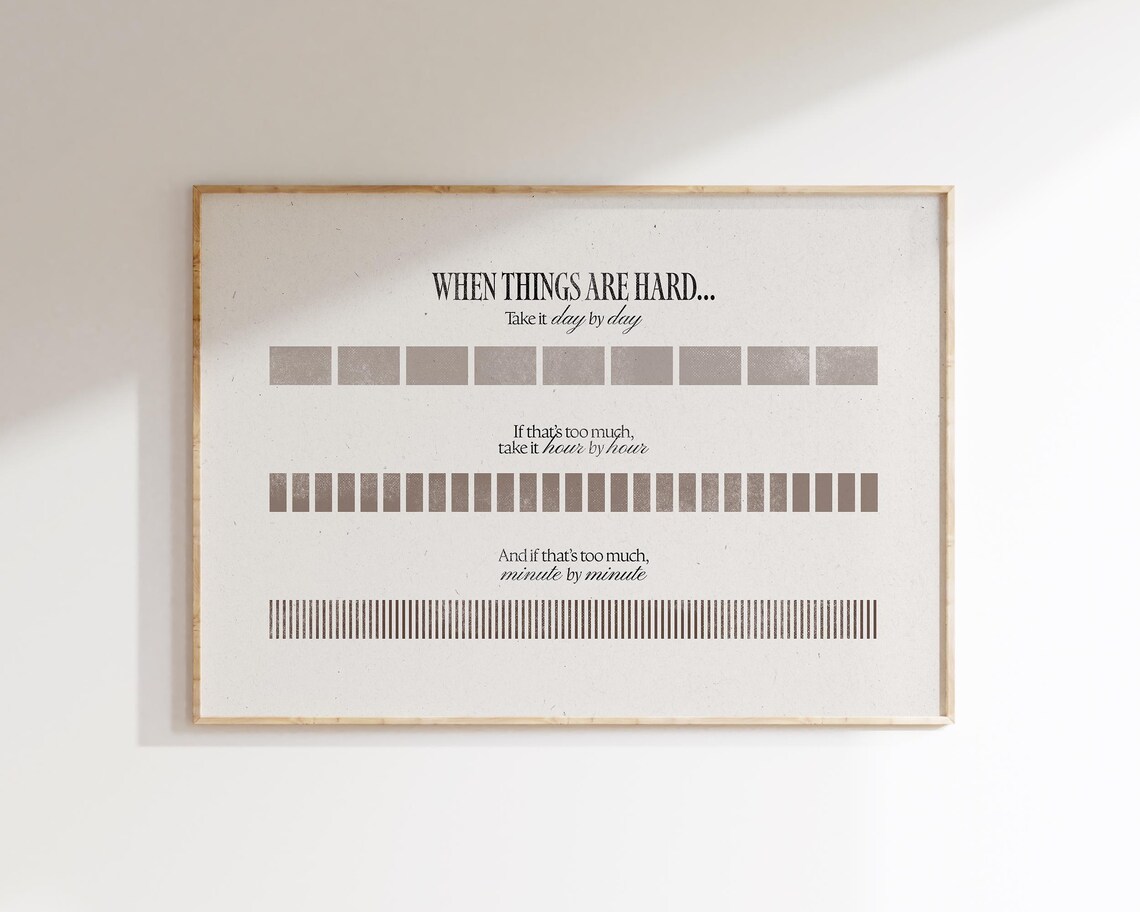 When Things Are Hard Day By Day Gray Minimal Mental Health Wall Art Print - Image 4