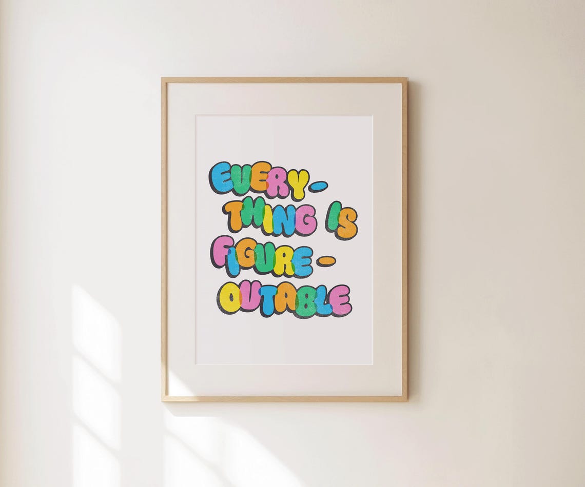 Everything Is Figureoutable Rainbow Bubble Letters Colorful Poster - Image 3