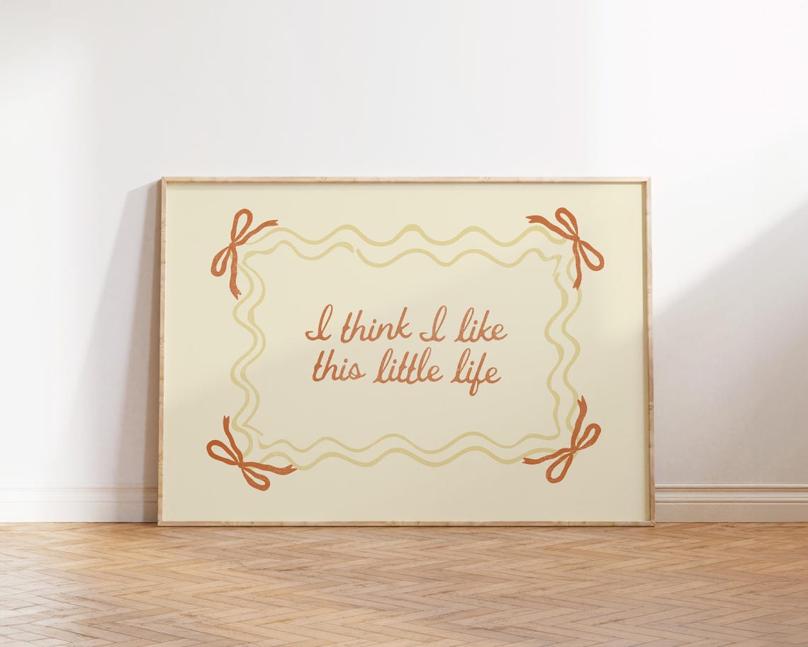 I Think I Like This Little Life Cream Canvas Quote Bow Wall Art - Image 4