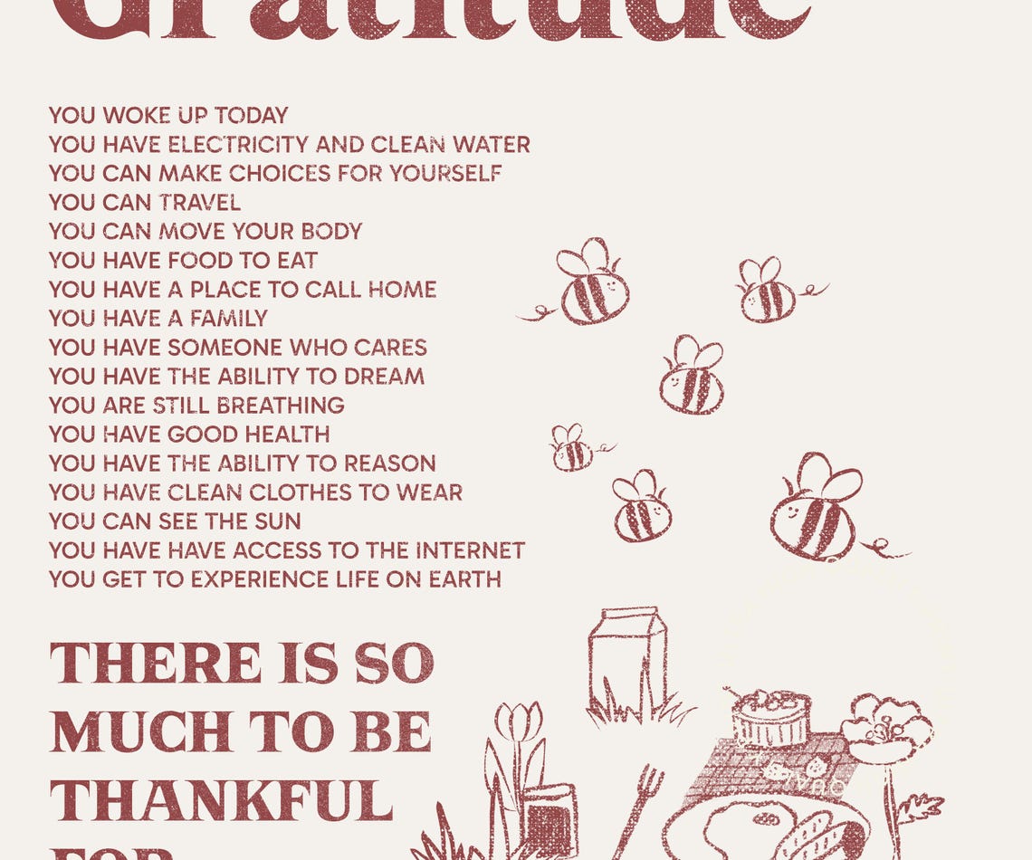 Daily Gratitude Red Affirmations Illustrated Mindfulness Quote Poster - Image 5