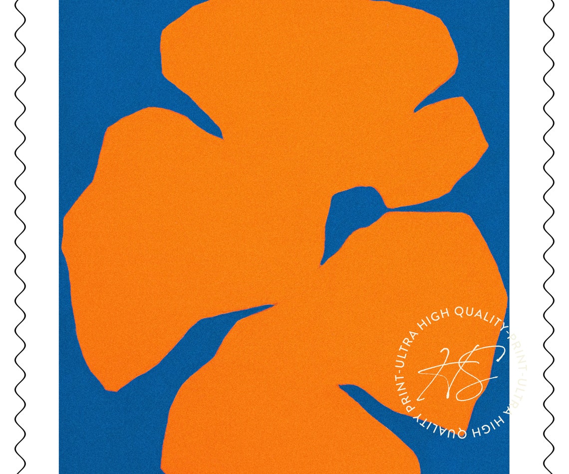 Ellsworth Kelly Orange Blue 1957 Bold Shape Postage Stamp Art Print - Image 5