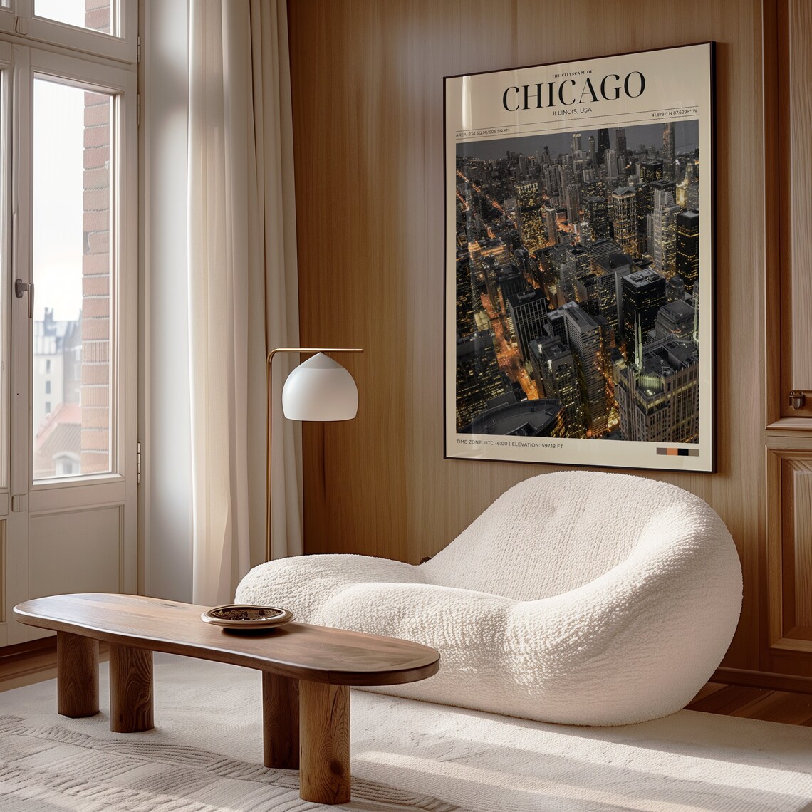 Chicago Night Cityscape Skyline Aerial Photography Travel Poster - Image 4