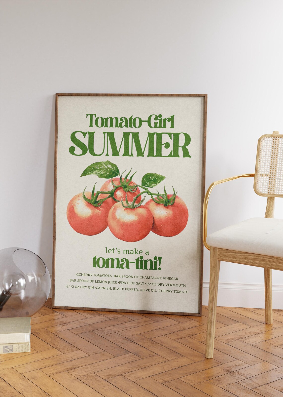 Tomato Girl Summer Toma Tini Recipe Minimalist Kitchen Wall Print Poster - Image 4