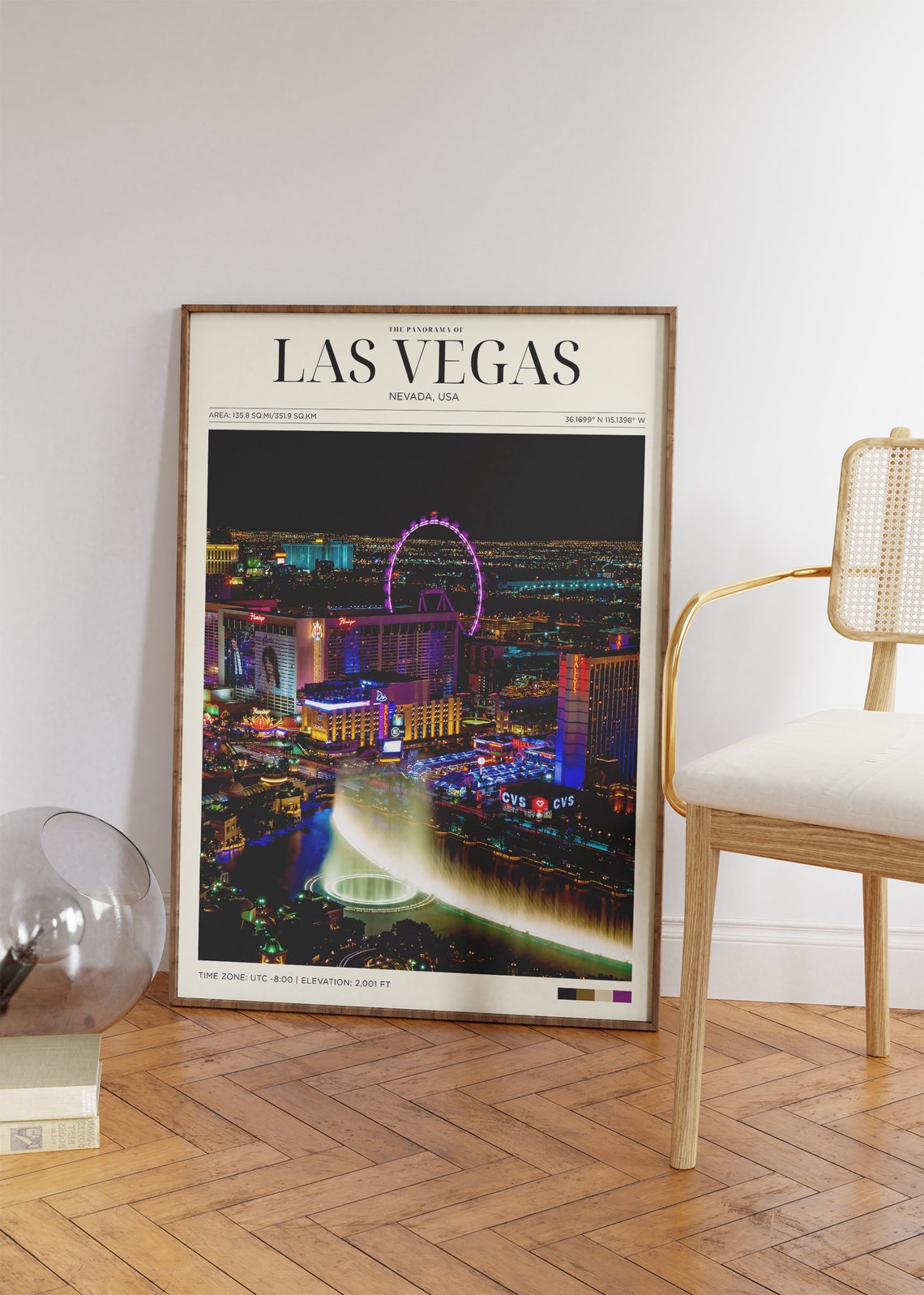 Travel Poster Las Vegas Strip Poster Street Of Las Vegas Print Las Vegas Wall Art For Living Room Large Modern Office Cities Wall Art - Image 2