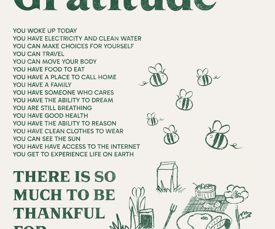 Daily Gratitude Green Affirmations Illustrated Mindfulness Quote Art - Image 5