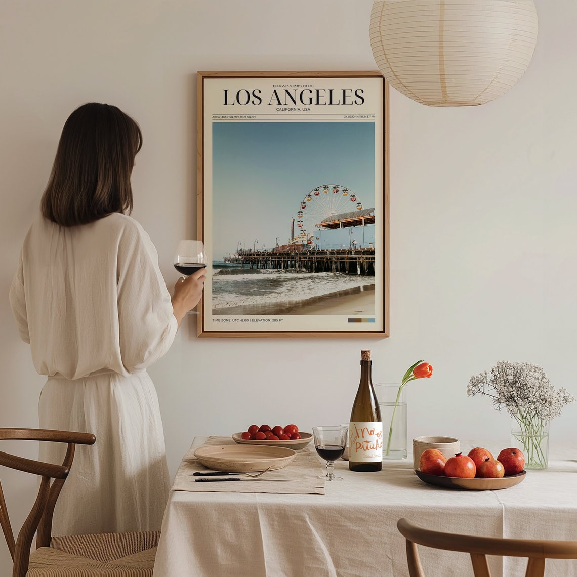 Travel Poster Los Angeles Poster Santa Monica Pier Wall Art For Living Room Vintage Posters In Los Angeles Print Modern Office Wall Art - Image 3