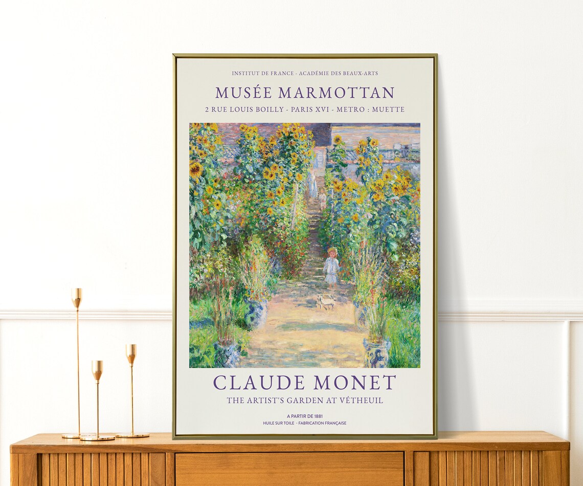 Claude Monet Artist Garden Vetheuil 1881 Exhibition Poster Wall Art - Image 3