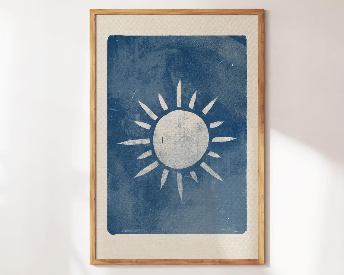 Le Soleil Vintage Sun Indigo Celestial Tarot Aesthetic Wall Poster