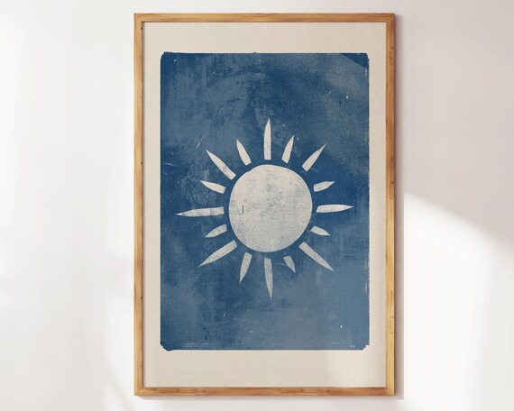 Le Soleil Vintage Sun Indigo Celestial Tarot Aesthetic Wall Poster