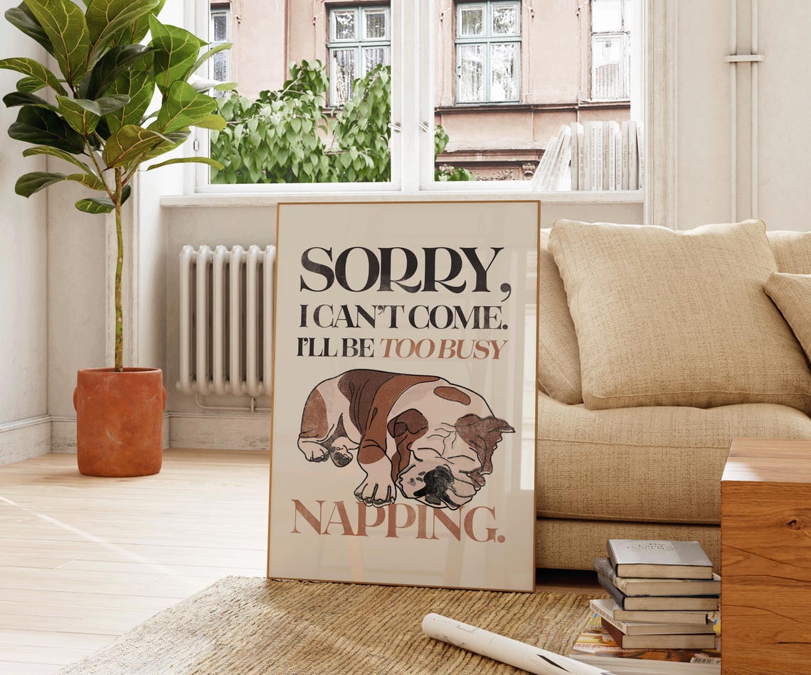 Im Too Busy Napping Print Homebody Wall Art Sleepy Art Hot Girls Art Self Care Poster Retro Preppy Wall Decor Girly Gifts Apartment - Image 3