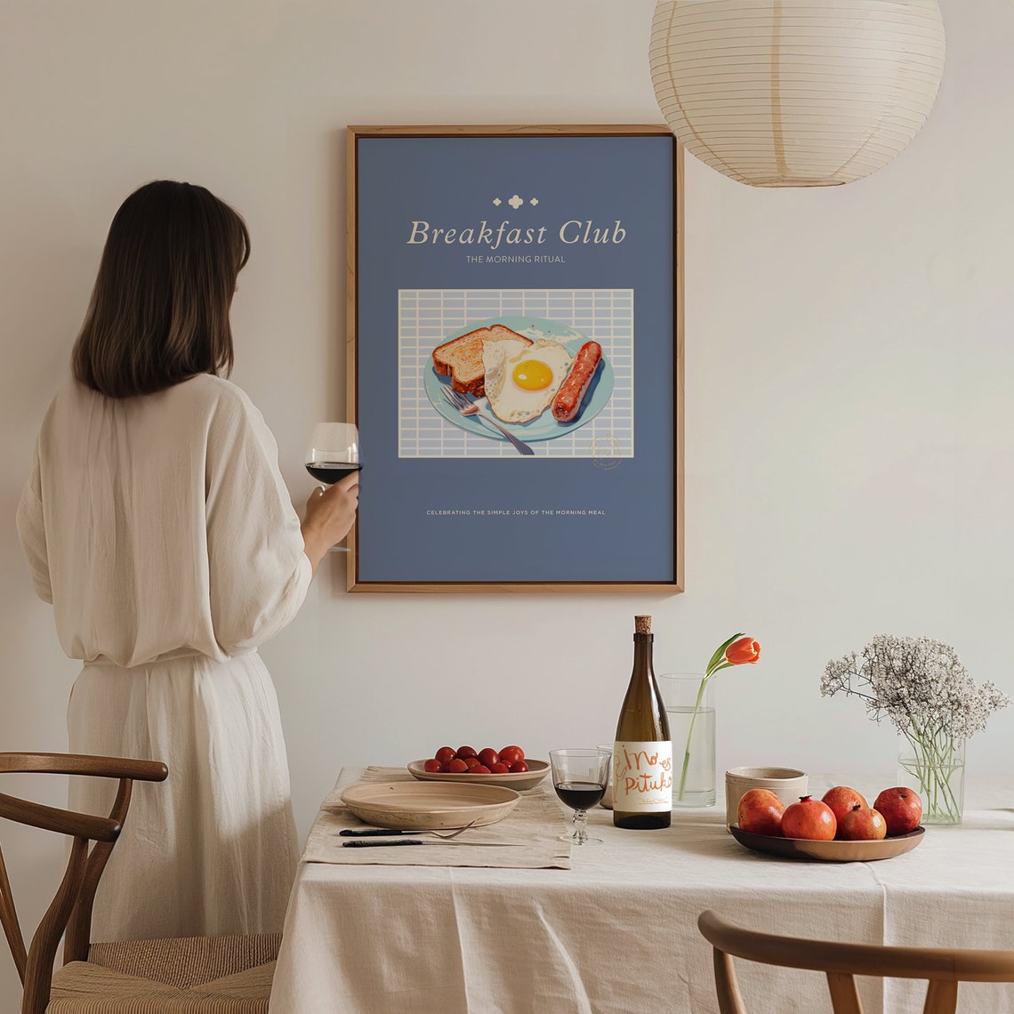 Breakfast Club Morning Ritual Retro Food Print Navy Kitchen Wall Art - Image 3