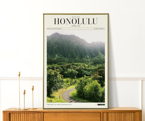 Travel Poster Hawaii Poster Honolulu Forest Poster Hawaii Vintage Poster Hawaiian Wall Art For Living Room Modern Island Office Wall Art