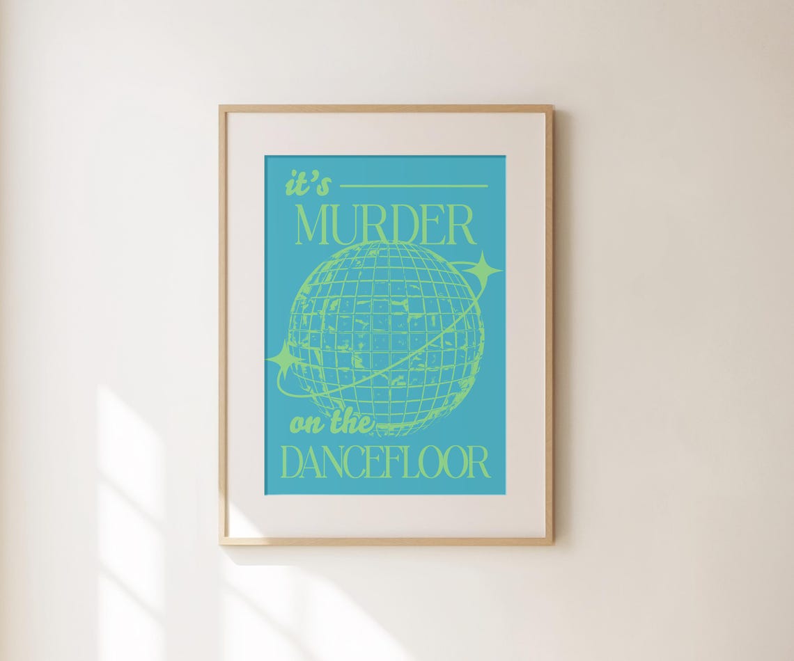 It's Murder On The Dancefloor Blue Disco Ball Retro Party Decor Poster - Image 3