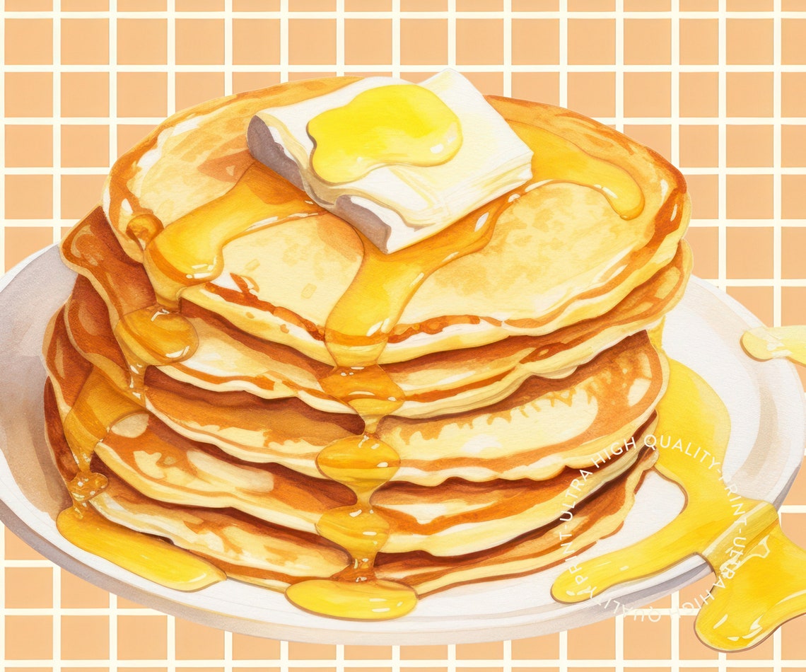 Pancake Club American Breakfast Stack Retro Yellow Kitchen Food Poster - Image 5