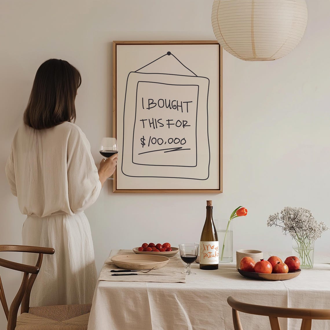 I Bought This For 100000 Sarcastic Hand Drawn Funny Minimalist Print - Image 3