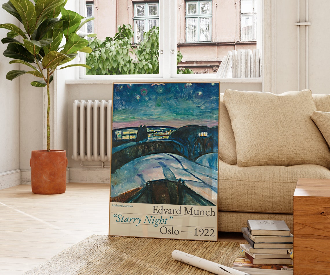 Edvard Munch Starry Night 1922 Oslo Snow Winter Blue Sky Art Print - Image 4