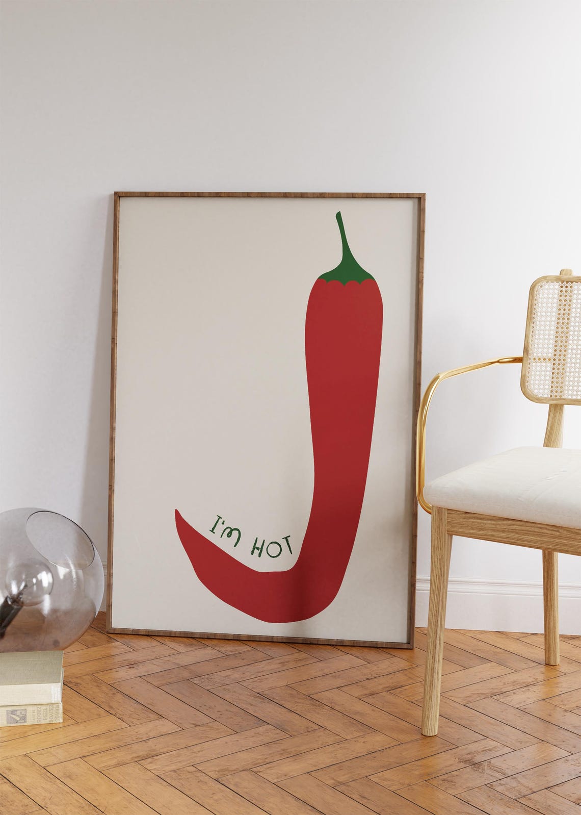 I'm Hot Red Chili Pepper Funny Retro Minimalist Kitchen Decor Poster - Image 4