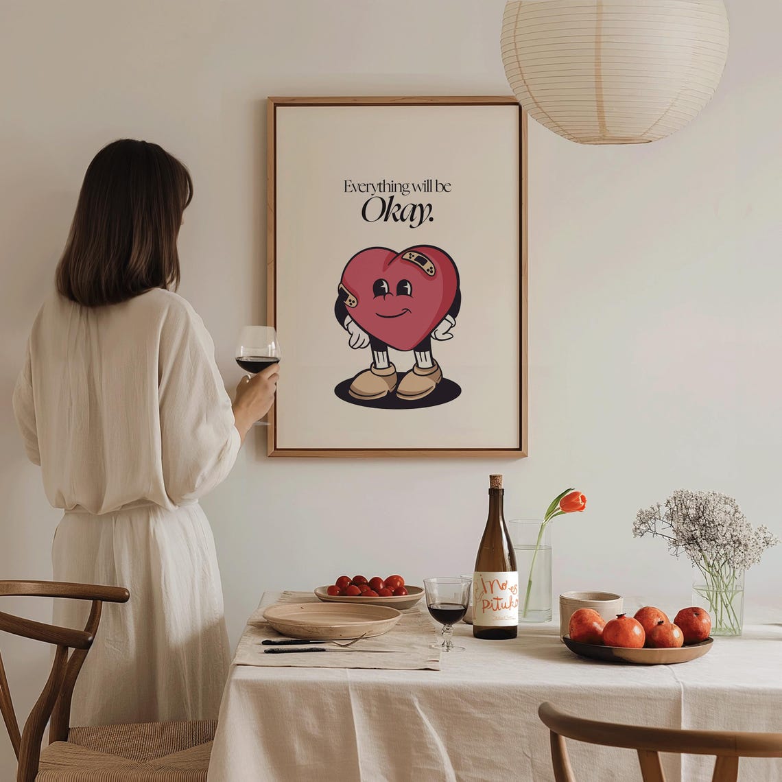 Everything Will Be Okay Retro Heart Character Cute Comforting Poster - Image 4