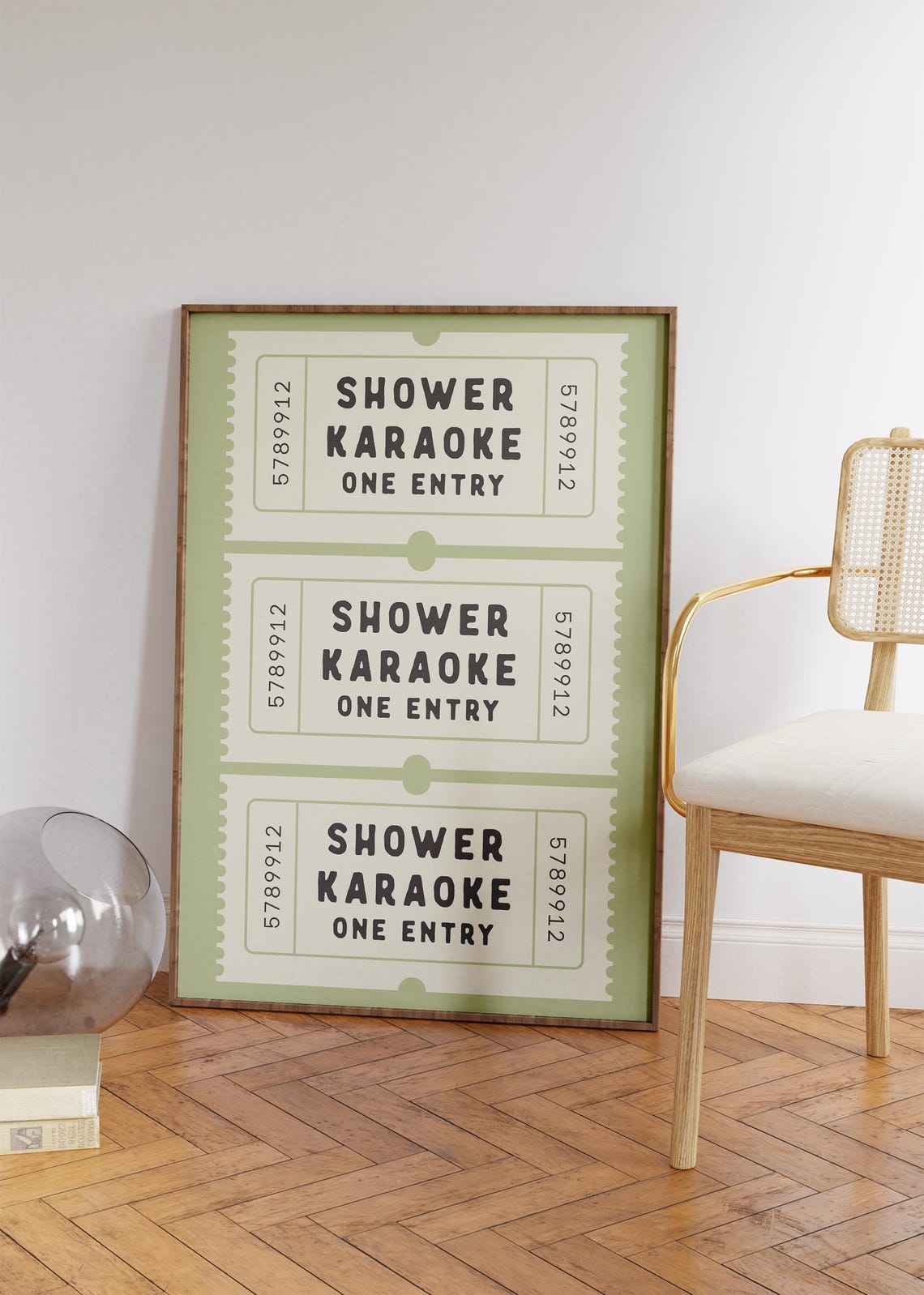 Shower Karaoke One Entry Ticket Funny Bathroom Retro Humor Wall Print - Image 3