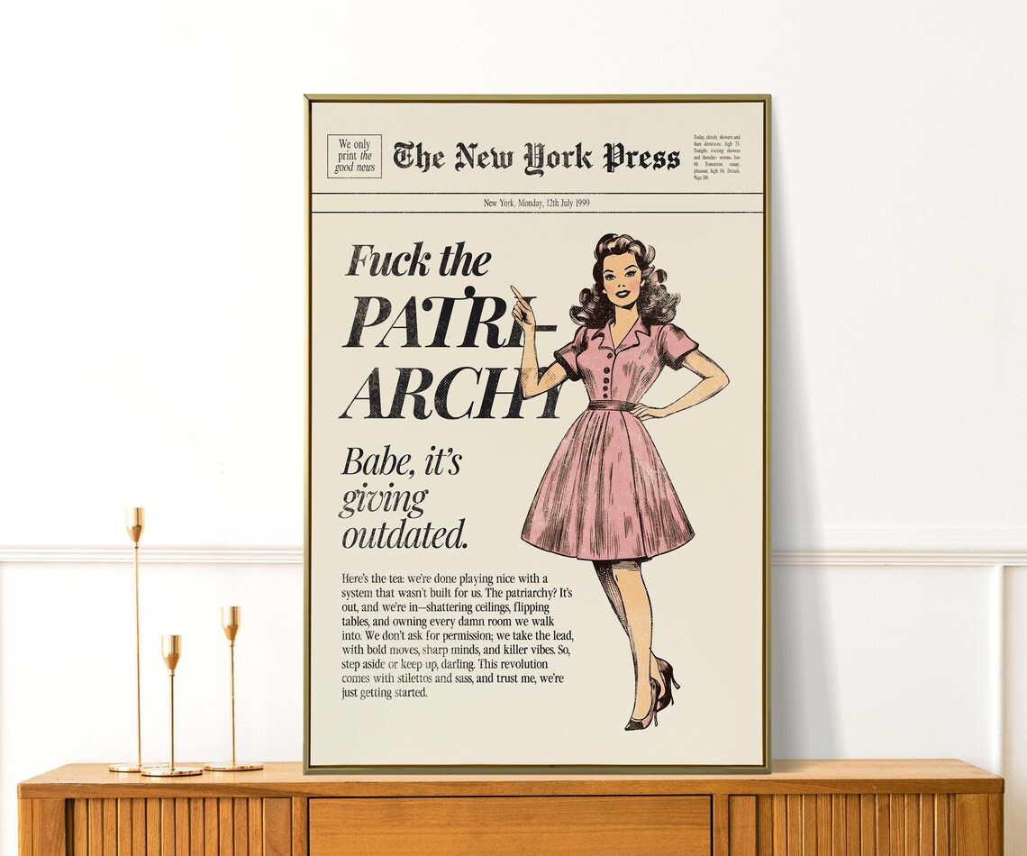 Fuck The Patriarchy Print Retro Feminist Wall Art Trendy Preppy Wall Decor Funny Bedroom Apartment Decor Hot Girls Print Empowerment - Image 3