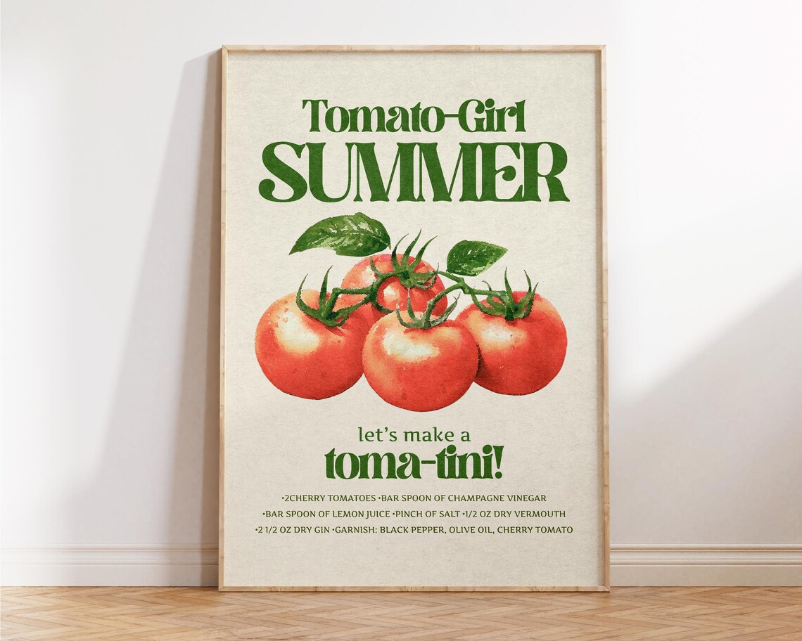Tomato Girl Summer Toma Tini Recipe Minimalist Kitchen Wall Print Poster - Image 2