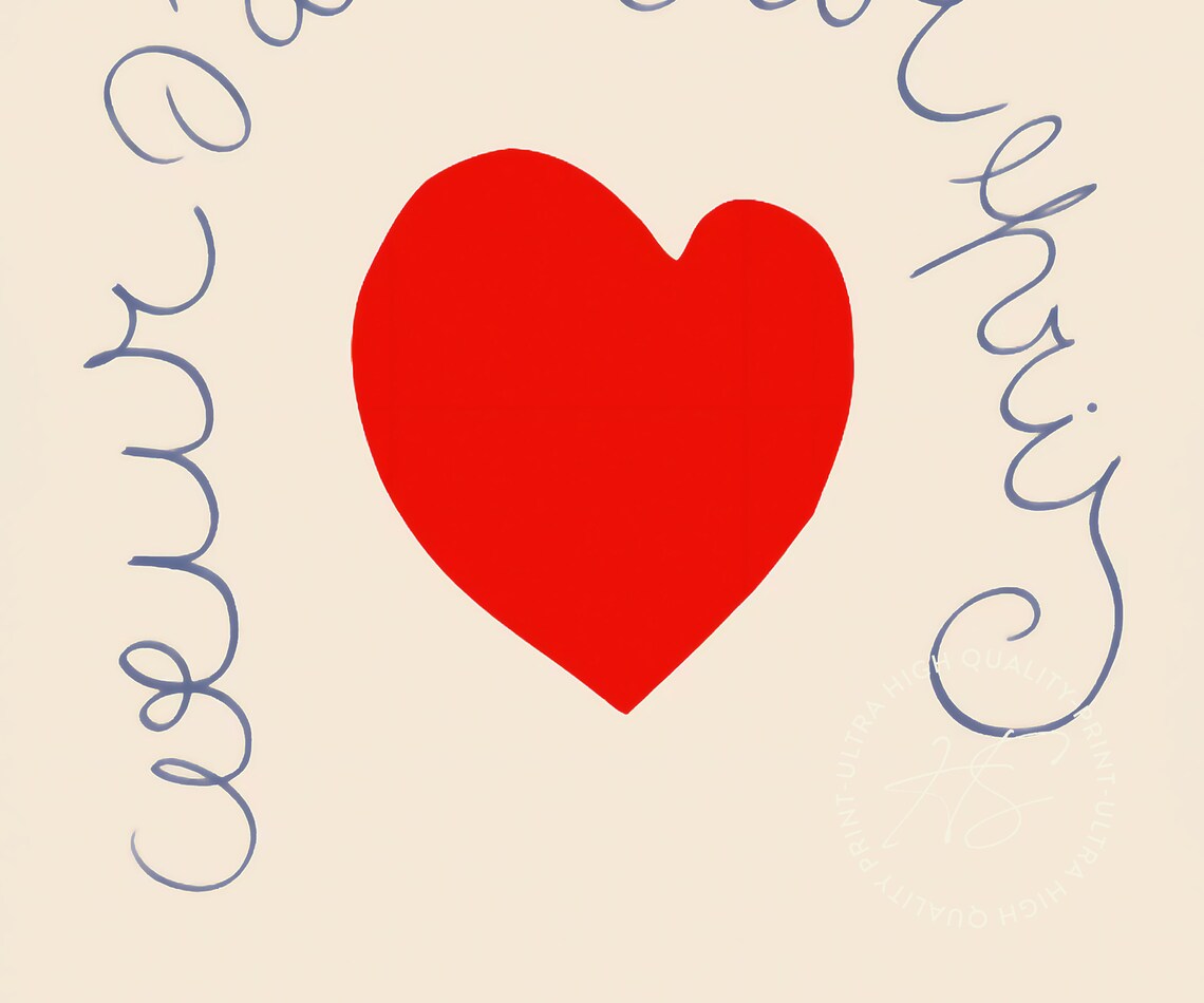Red Heart Coeur D'amour Epris French Love Script Minimalist Decor Poster - Image 4