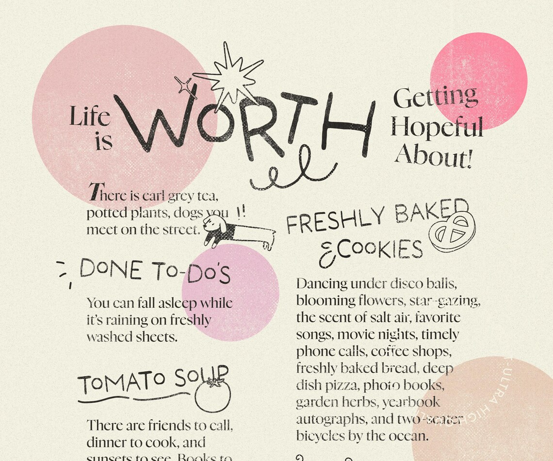 Life Is Worth Getting Hopeful About Pink Gratitude List Affirmation Poster - Image 5