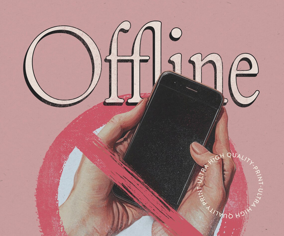 Offline Is The New Luxury Digital Detox Self Care Retro Pink Wall Print - Image 5