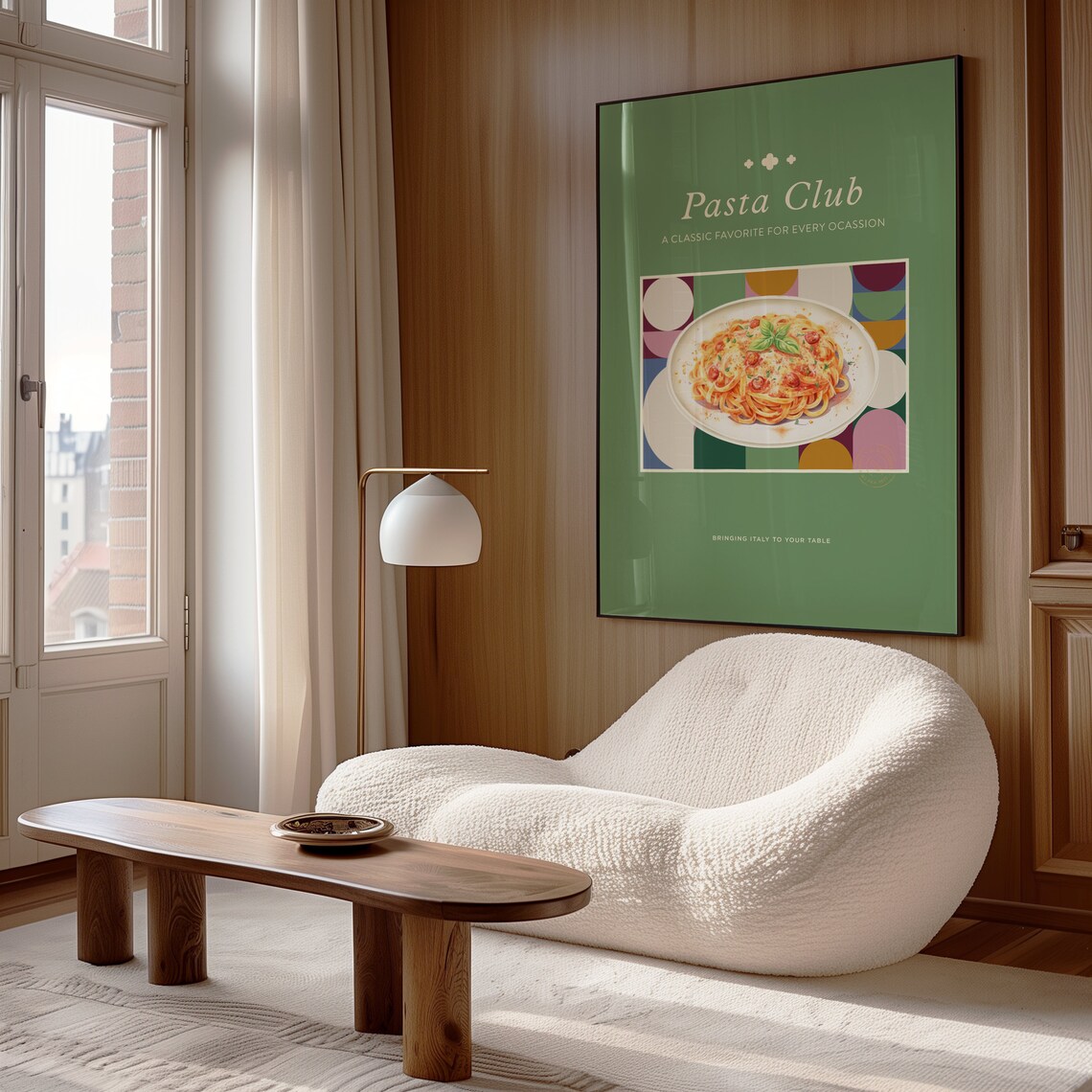 Green Pasta Club Spaghetti Plate Retro Italian Kitchen Wall Art Poster - Image 4
