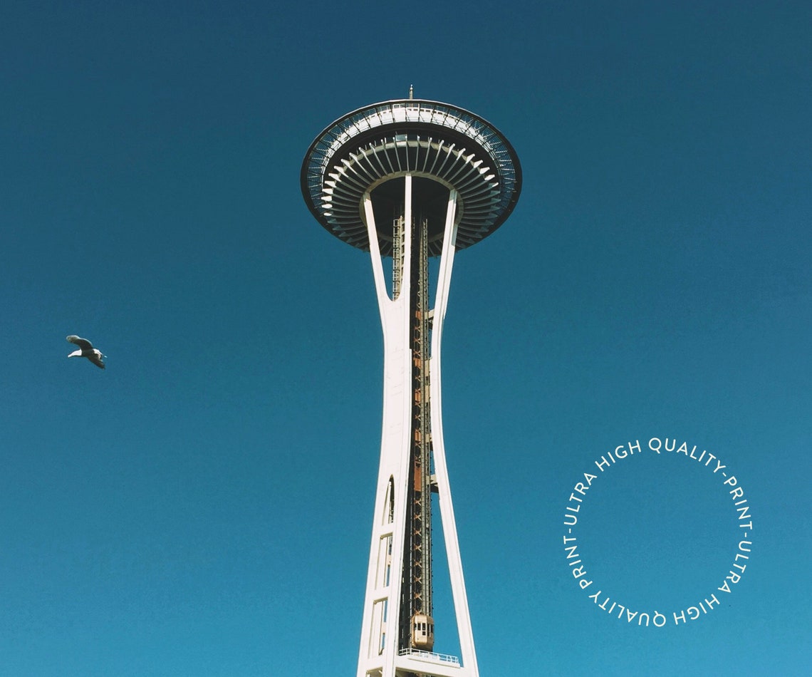 Seattle Space Needle Blue Sky Landmark Photography Travel Poster - Image 5