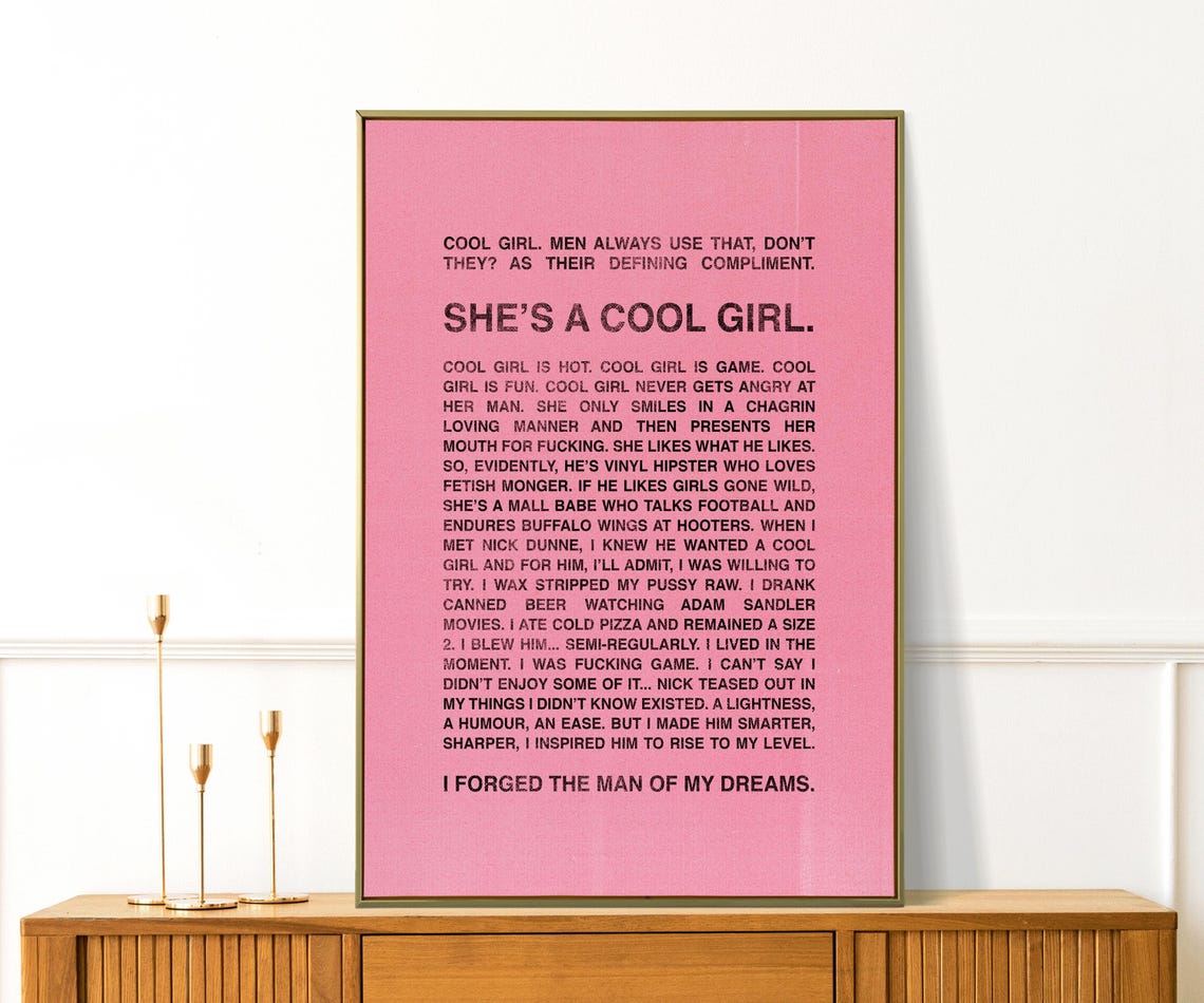 Gone Girl Movie Cool Girl Monologue Pink Typography Quote Poster - Image 4