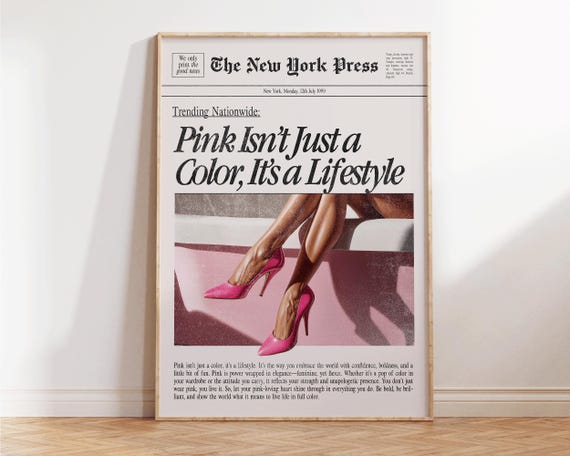 Life Is Better In Pink Print Pink Wall Art Retro Print Vintage Girly Wall Art Trendy Preppy Wall Decor Bedroom Apartment Decor Gift