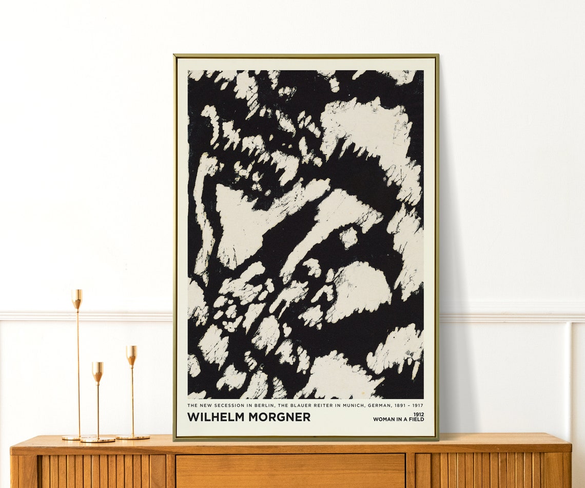 Wilhelm Morgner Woman In A Field 1912 Black White Woodcut Art Poster - Image 3
