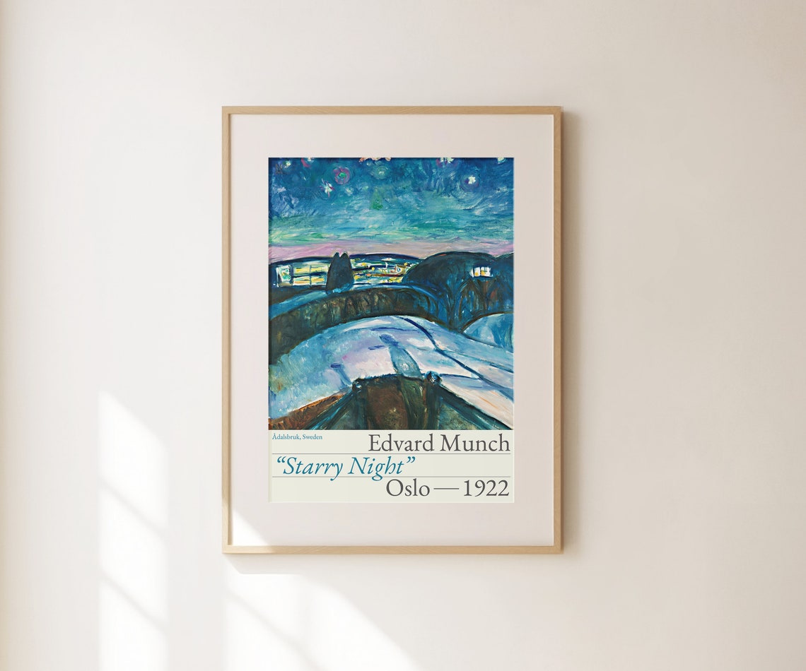 Edvard Munch Starry Night 1922 Oslo Snow Winter Blue Sky Art Print - Image 3