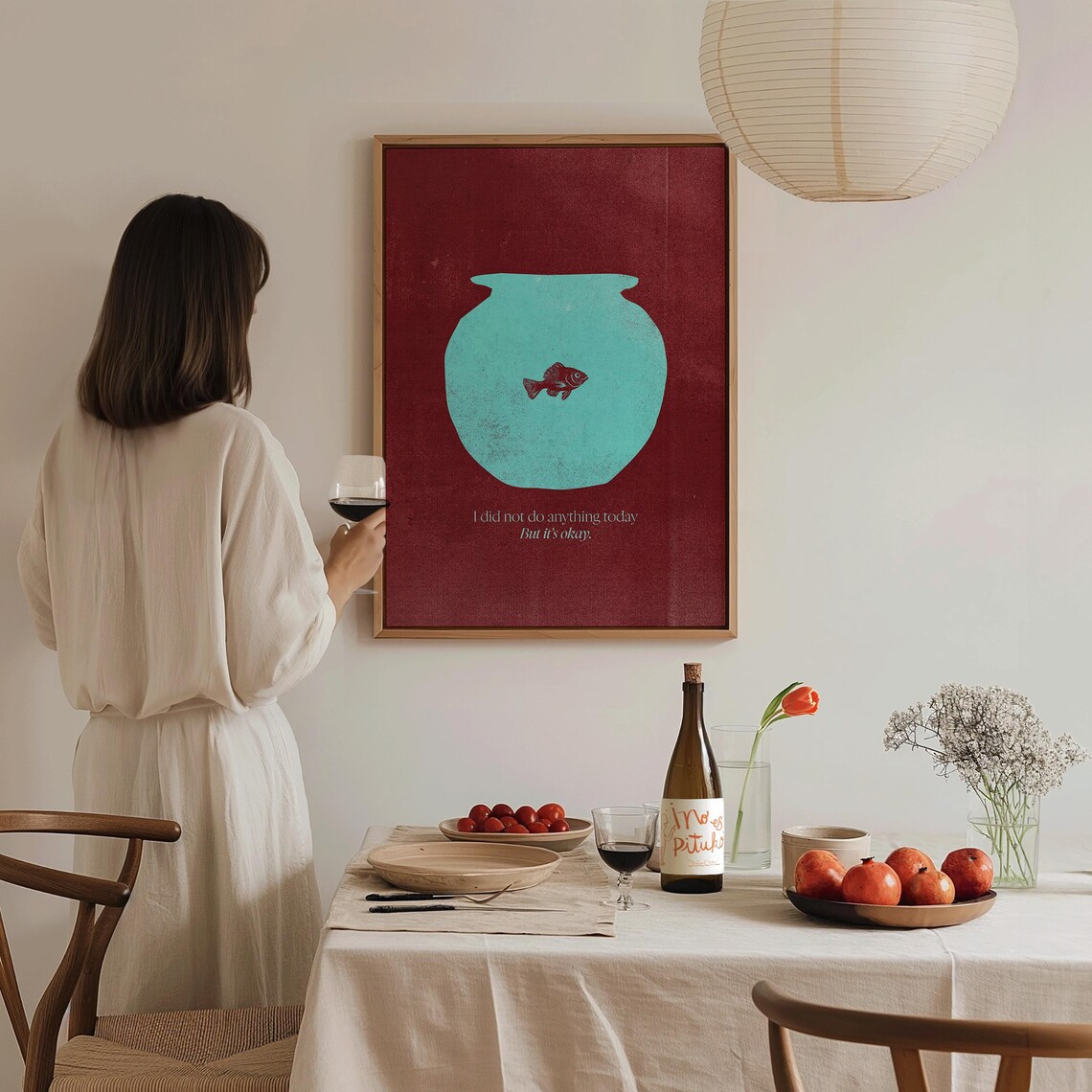 I Did Not Do Anything Today But It's Okay Goldfish Bowl Retro Wall Print - Image 4