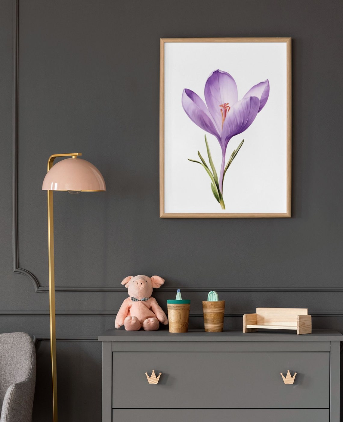 Pale Lilac Crocus Single Bloom Soft Gentle Watercolor Art Poster - Image 9