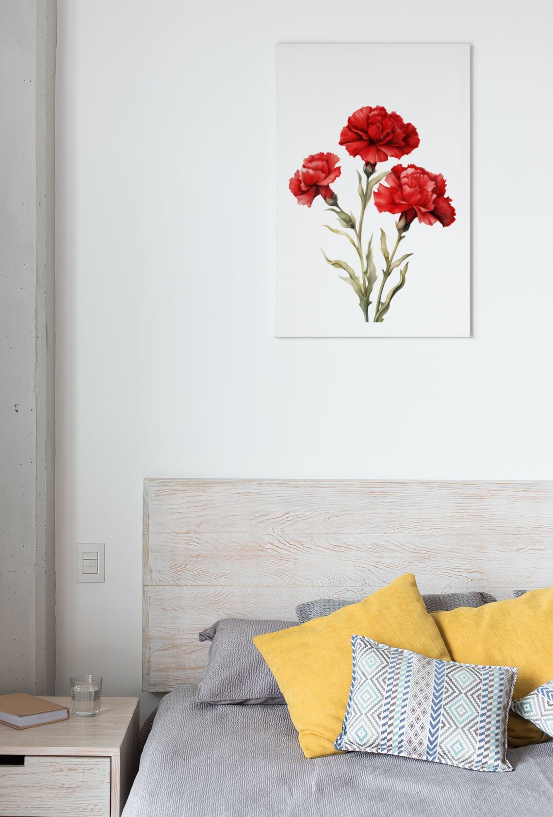 Red Carnations Trio Classic Watercolor Floral Botanical Poster - Image 5